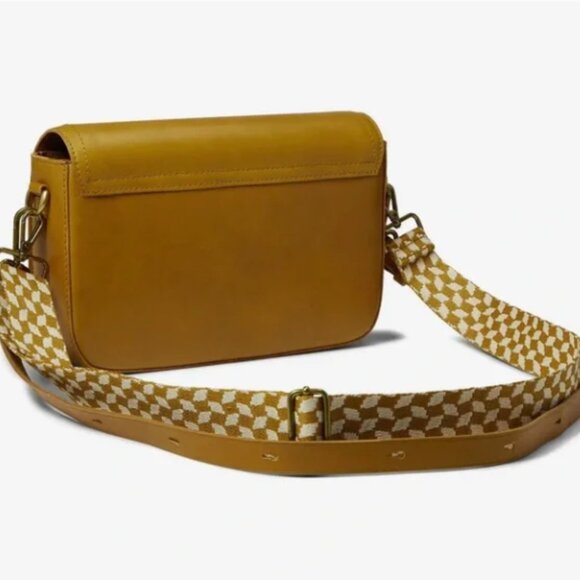Madewell The Transport Flap Shoulder Bag Yellow Checkerboard Webbing Strap NWT - Picture 8 of 8